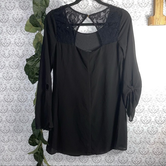 Speechless sheer tunic women’s top black x-small bell sleeve casual formal - Picture 3 of 7